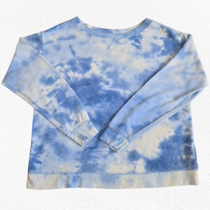 Splendid Blue Cloud Wash Waffle Thermal Tie Dye Long Sleeve Top Size Medium